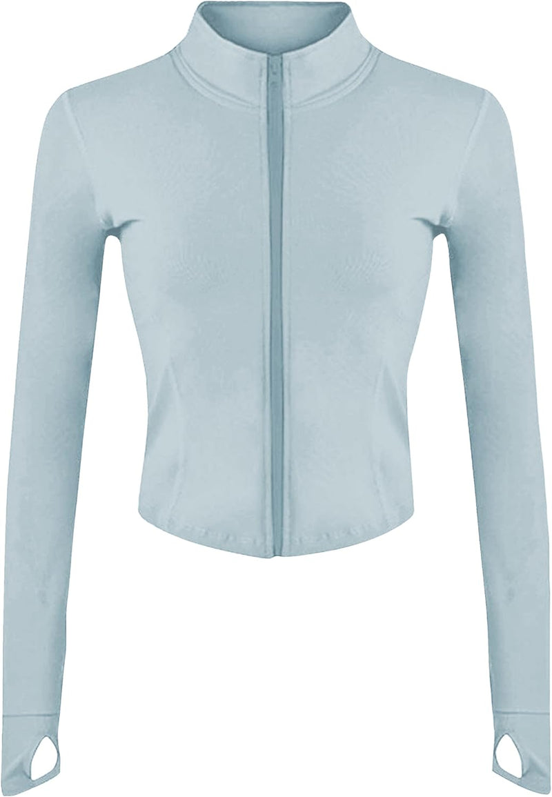 Women Athletic,full Zip Casual - Lightblue