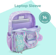17 3-Piece School Backpack with Lunch Bag & Pencil Case, Purple