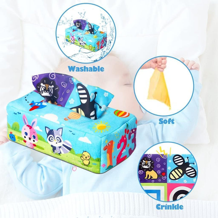 NALACAL Tissue Box Toy, Magic Crinkle High Contrast Tissue Box Baby Toys, Boys&Girls Newborn Toys, Stocking Stuffers