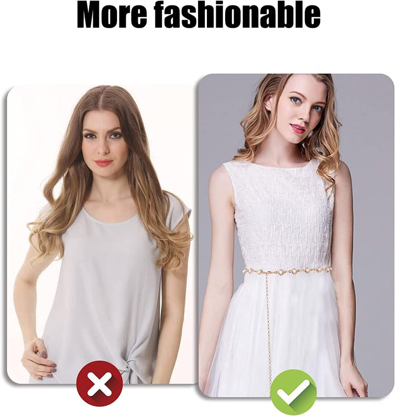 Pearl Waist Chain Belt, Metal Belly Chain Belts, Adjustable Pearls Body Chains, Dresses Jeans Skirts Pants, Jewelry Accessories
