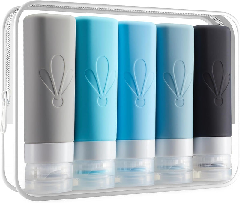 INSFIT Travel Bottles for Toiletries, TSA Approved 90ml Travel Size Containers, BPA Free Leak Proof Squeezable Silicone Tubes for Shampoo Conditioner Lotion Soap with Labels