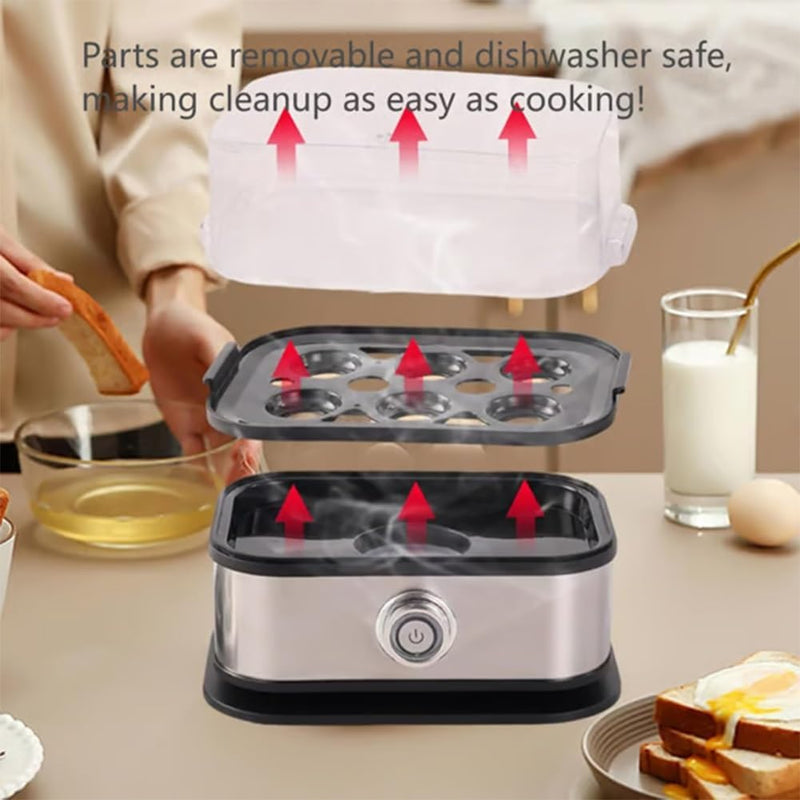 Etercitenal Effortless Egg Cooking With The Ultimate Stainless Steel Egg Cooker, Hard Boiled Eggcooker, Rapid Eggs Cooker - Effortless Eggperfection, Eggboiler Poacher With Auto Shut Off (1 PC)