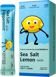 Fruit Mint Flavored Travel Mouthwash, Probiotics Fresh Mouthwash, Individual Packets, Portable Disposable Breath Freshener, 15pcs/box (Sea salt lemon) - Sea salt lemon