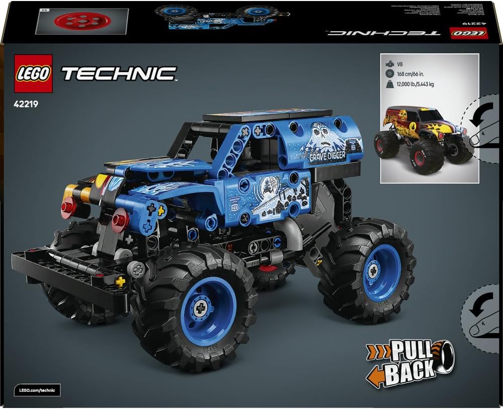 Technic Monster Jam Grave Digger Fire and Ice - Pull-Back Truck Toy - Race Car Model Kit w/Authentic Details - Birthday Gift for 7+ Year Old Boys, Girls & Fans - 42219 – image 11
