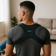 Fitto Adjustable Posture Corrector for Men and Women - Upper Back Support Brace - Black