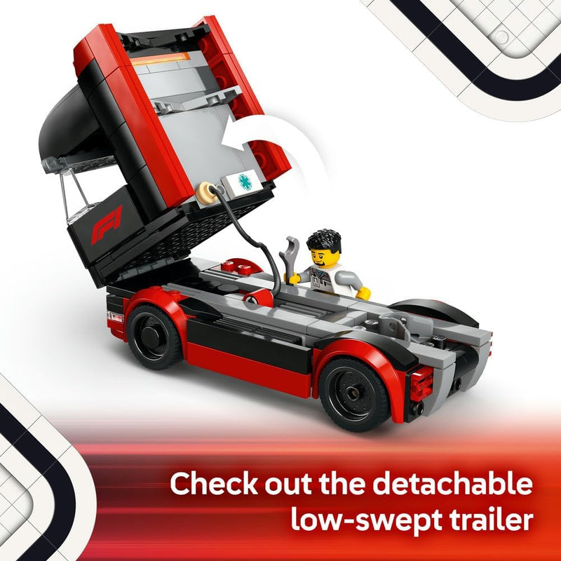 City F1 Truck with RB20 & AMR24 F1 Cars 60445 Car Transporter Toy, 2 Drivers & Race Simulator, Formula 1 Set, Gift for 8+ Year Old Boys & Girls, 1,086 Pieces