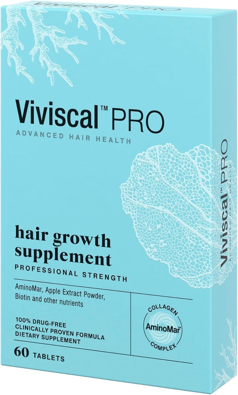 PRO Hair Growth Supplement for Men & Women Supports Thinning Hair, Promotes Thickness & Fullness with Marine Complex, Iron, Zinc & Vitamin C, 60 Tablets (Packaging May Vary) - 60 Tablets