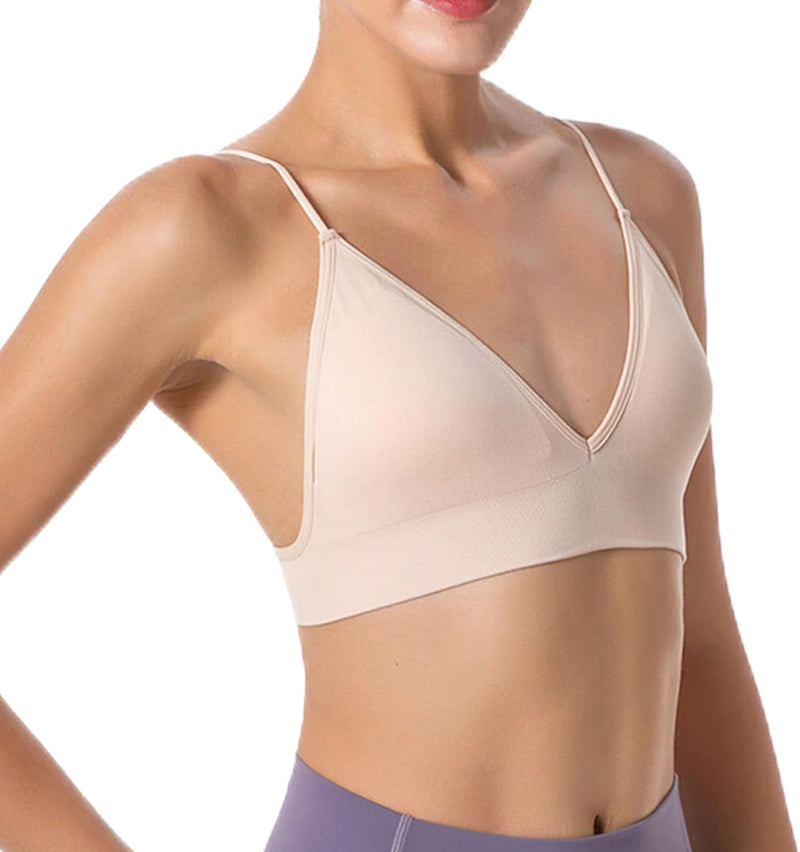 Dress Cici Women'S V Neck Triangle Strappy Sport Bra With Strappy Shoulder Strap