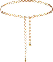Luxurious Gold Tone Metal Chain Belt for Women, Adjustable Belly Dance Body Link Dress Belt, Elegant Statement Jewelry Accessory for Party and Wedding