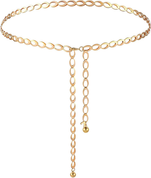 Luxurious Gold Tone Metal Chain Belt for Women, Adjustable Belly Dance Body Link Dress Belt, Elegant Statement Jewelry Accessory for Party and Wedding