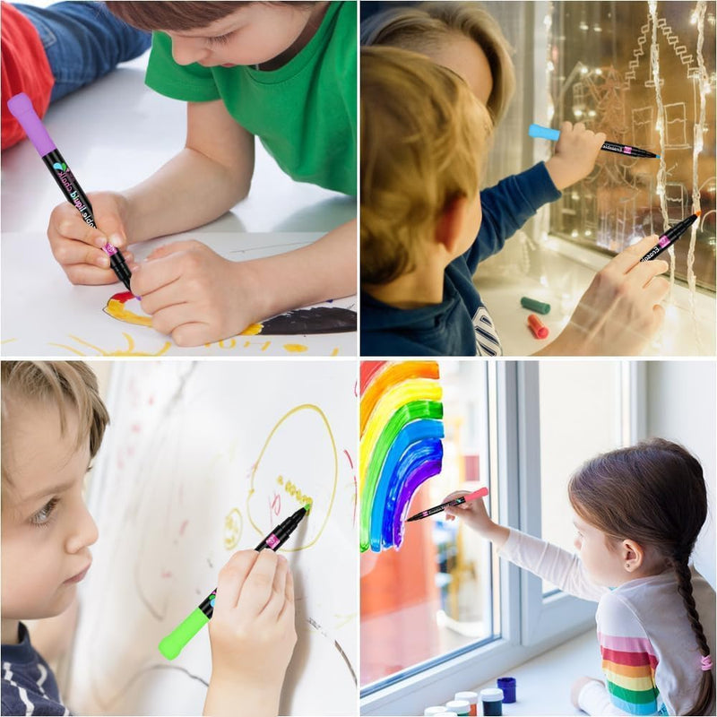 Khazna Dry Erase Markers, 8 Pack, Fine Tip, Erasable Whiteboard Pens for Kids, Liquid Chalk Markers, Easy Wipe, Compact & Non-Toxic, Ideal for Home, School & Office