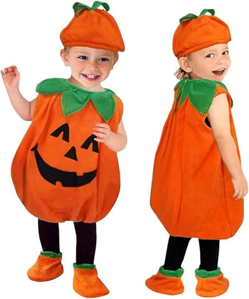 VUCATIN Halloween Pumpkin Costume Set for Toddler Baby, Kids Girl Boy Infant Pumpkin Cosplay Outfit Costumes with Pumpkins Hat for 2t3t4t5t6t - without bag
