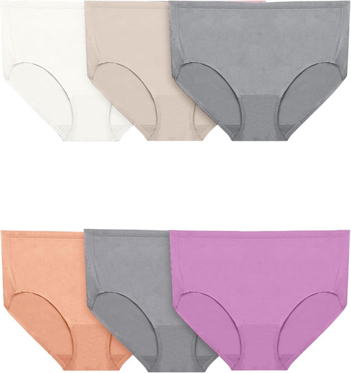 Women's 360 Underwear, High Performance Stretch for Effortless Comfort, Available in Plus Size - Plus Size Brief - Comfort Cotton - 6 Pack