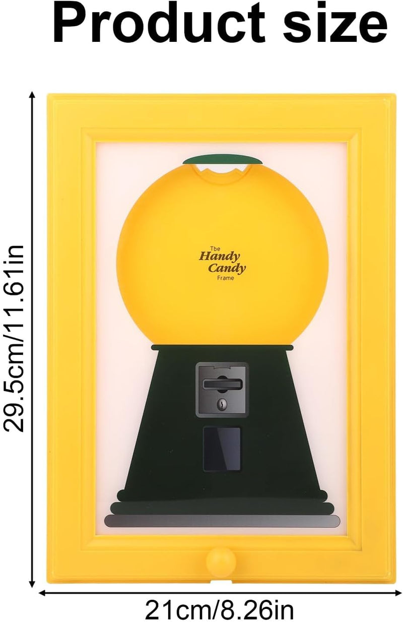 Candy Dispenser Picture Frame, Wall Mount Gumball Machine, Creative Sweet Display for Desk, Countertop, Kids, Adults, Office Room, Ideal Gift, Red