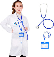 Doctor Costume Kit for Kids, Kids Doctor Costume, Halloween Costumes for Girls with Doctor Coat, Stethoscope for Girls - Blue