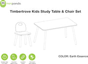 Koo-di Mini Panda TimberTrove Kids study Table & Chair set 2-8years, Earth Essence