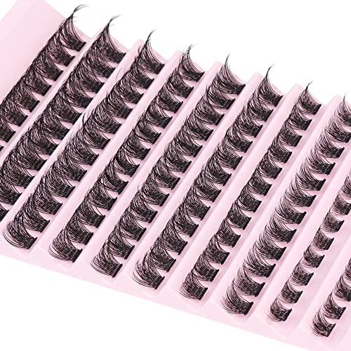 Focipeysa Lash Clusters 120pcs Cluster Lashes 8-16mm Wispy Individual Lashes Extensions Natural Look Lashes D Curl Fluffy Cluster Lashes DIY Eyelash Extension , Black, A03 8mm-16mm