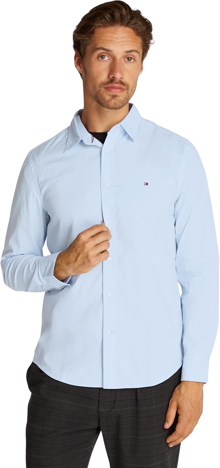 mens FLEX POPLIN KENT COLLAR SF SHIRT L/S Shirt (pack of 1) - Sweet Blue