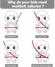 Goodern Kids Seat Belt Adjuster,Adjustable Car Seatbelt with Clips Car Universal Seatbelt Adjuster to Protect Child's Neck and Face,Comfort Neck Protector Belt for Children's Travel Essential-Black