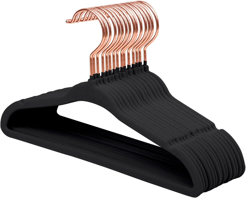 ManGotree Baby Velvet Hangers with Rose Gold Hook, Infant and Toddler Hangers, 27.8cm No-Slip Children Hangers, Ultra Thin Space Saving, Sturdy Kids Clothes Hangers 15 Pack(Blue)