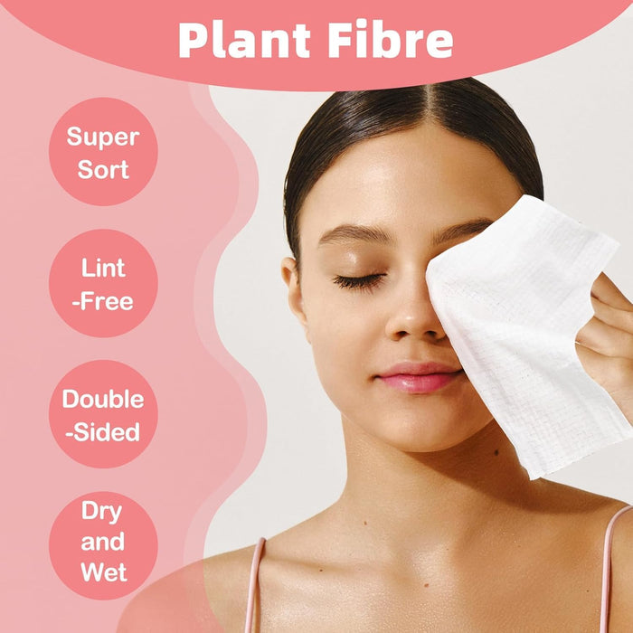 Azonee Disposable Face Towels Lint-Free Clean Towel Makeup Remover Dry Wipes Biodegradable Face Towelette for Sensitive Skin, Makeup Removing, Cleansing, Nursing, Travel 10"×12" (50 COUNT)