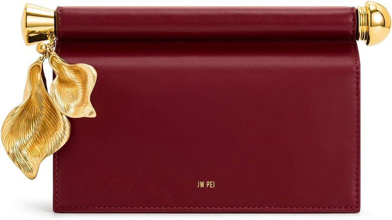 Women's Holly Metal Pendant Embellished Clutch - Claret