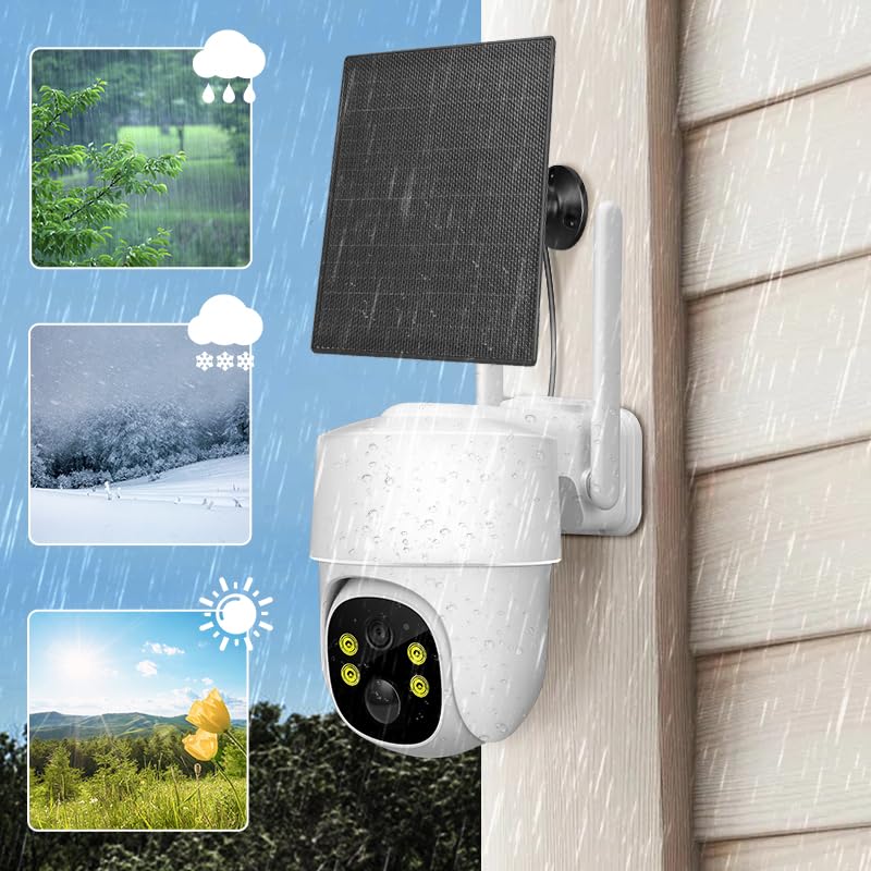 2NLF Solar-Powered Outdoor Security Camera with 4G LTE, 2K PTZ Wireless Outdoor Security Camera, Color Night Vision, PIR Motion Detection, 2-Way Audio, Cloud & TF Card Storage, IP66 Waterproof