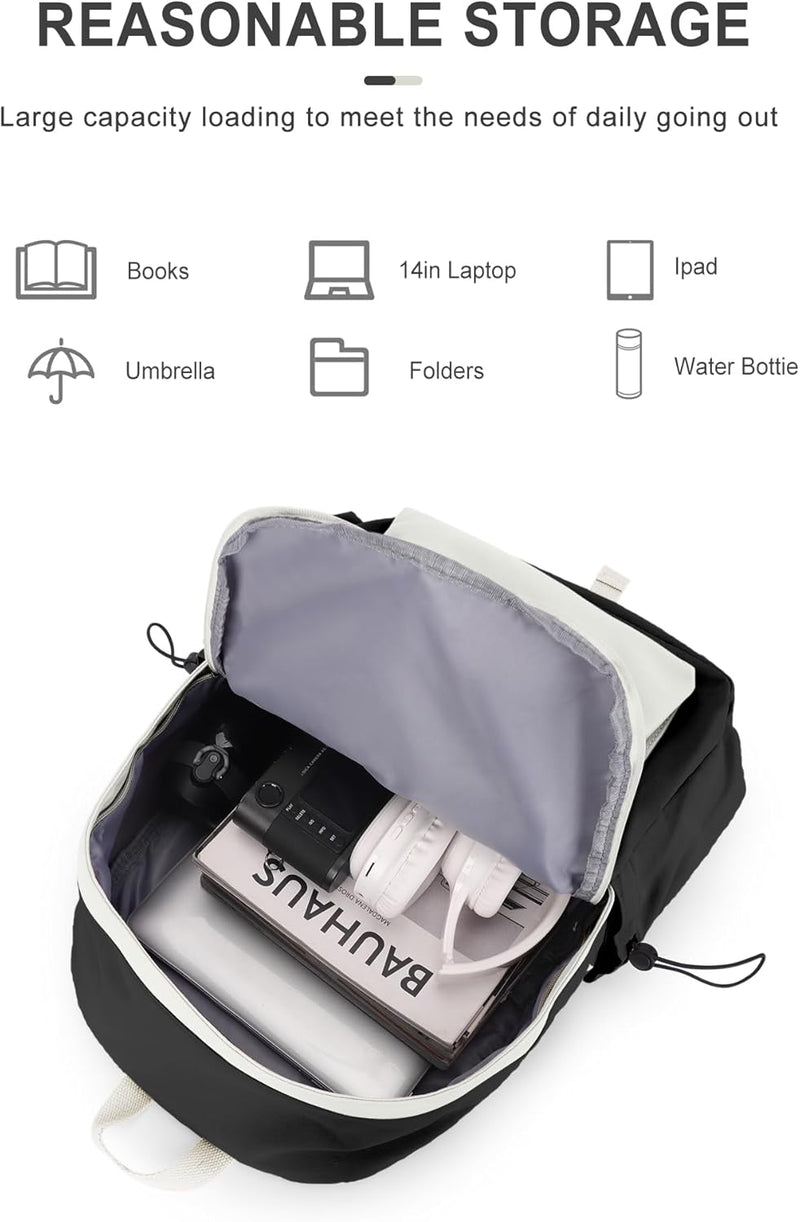 VECAVE Lightweight Casual Laptop Backpack Purse for Women,Travel Backpack with laptop compartment