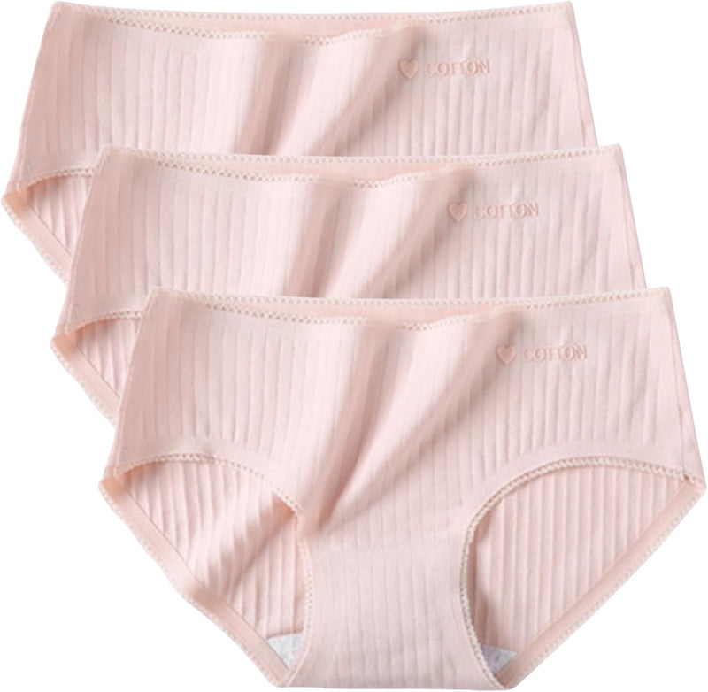 100% Cotton Underwear For Women Mid Rise Everyday Essential Brief Underwear 3 Pack Sets