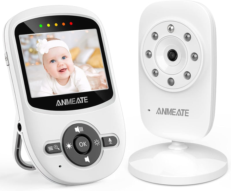 ANMEATE Video Baby Monitor with Digital Camera, Digital 2.4Ghz Wireless Video Monitor with Temperature Monitor, 960ft Transmission Range, 2-Way Talk, Night Vision, High Capacity Battery (sm24)