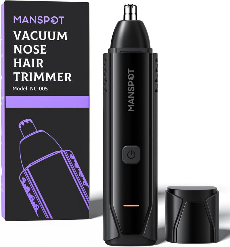 MANSPOT Nose Trimmer for Men Ear Nose Hair Trimmer, 10,000 RPM Ultra-Fast Electric Nose Trimmer with Vacuum Suction, USB-C, 90min Ultra-Long Battery Life, Magnetic Blade, Easy Cleaning, Wet & Dry Use