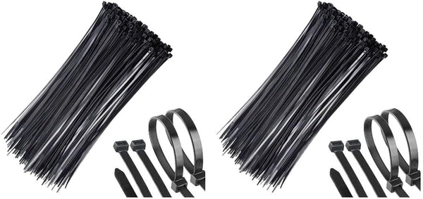 Cable Ties 100 Black Self-Locking 300MM x 4.8MM Nylon Cable Organizers - 12" inch (Pack of 2)