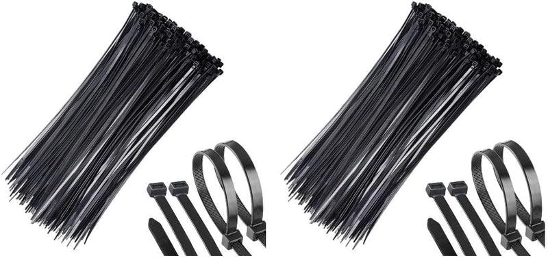 Cable Ties 100 Black Self-Locking 300MM x 4.8MM Nylon Cable Organizers - 12" inch (Pack of 2)