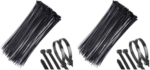 Cable Ties 100 Black Self-Locking 300MM x 4.8MM Nylon Cable Organizers - 12" inch (Pack of 2)