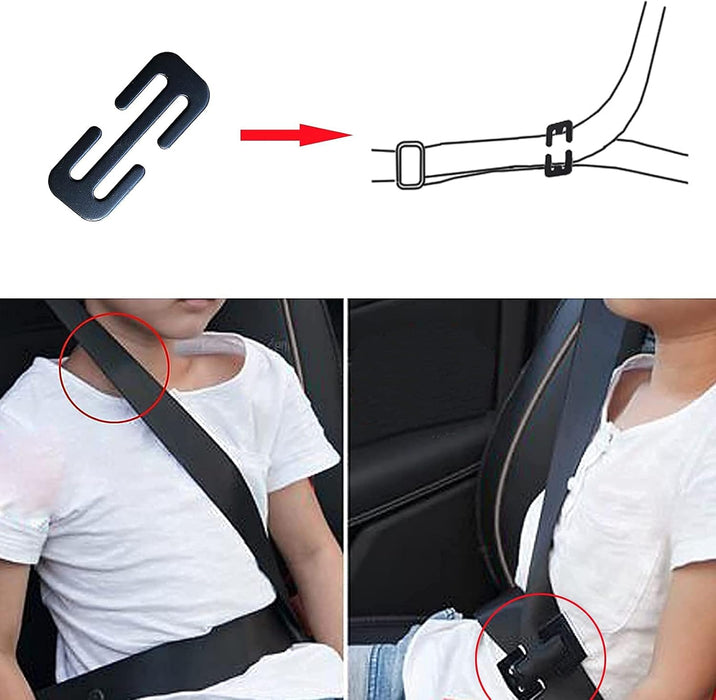 KASTWAVE 38MM Metal E-shaped Seat Belt Adjustment Buckle, 2 Pack Shoulder Strap Positioner Car Child Safety Seat Locks Clips Hardware Accessories (Black)