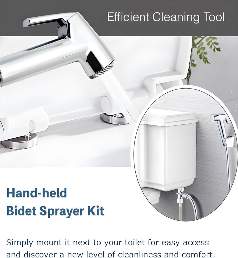 Premium Stainless Steel Handheld Bidet Sprayer for Toilet Full Shattaf Set with 1.2M Hose Wall Mounted Muslim Shower High Pressure Spray Easy 5 Min Install Cloth Diaper Bathroom Cleaning Chrome