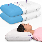 MY ARMOR Ventilated Cool Gel Memory Foam Pillows for Sleeping, Orthopedic Pillows for Neck Pain Relief (White Cover, Cool Gel Thin (pack of 1)) - White Cover (pack of 2) Cool Gel King (pack of 2 )