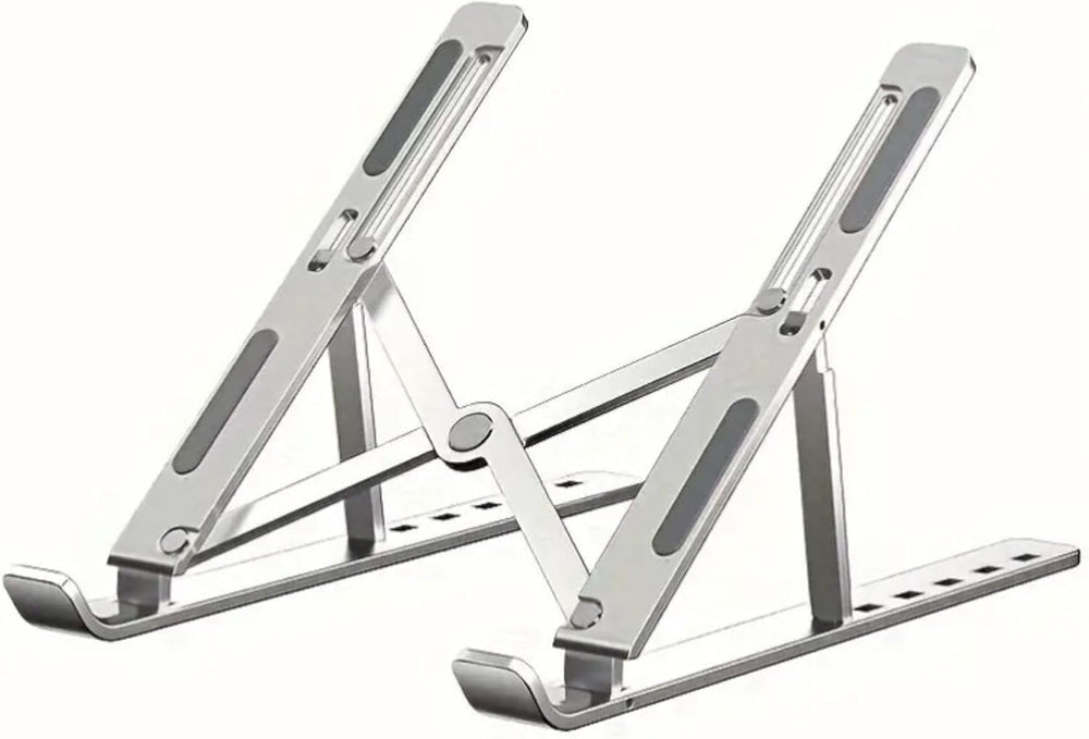 Adjustable Laptop Stand for Desk- Foldable Aluminum Laptop Stand Silver- Lightweight, Portable Laptop RiserDurable Laptop Holder Adjustable Compatible with MacBook, Dell, HP & More- 27x5.5x2.5cm