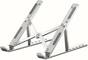 Adjustable Laptop Stand for Desk- Foldable Aluminum Laptop Stand Silver- Lightweight, Portable Laptop RiserDurable Laptop Holder Adjustable Compatible with MacBook, Dell, HP & More- 27x5.5x2.5cm