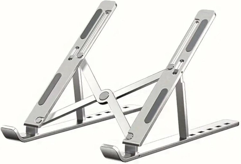 Adjustable Laptop Stand for Desk- Foldable Aluminum Laptop Stand Silver- Lightweight, Portable Laptop RiserDurable Laptop Holder Adjustable Compatible with MacBook, Dell, HP & More- 27x5.5x2.5cm