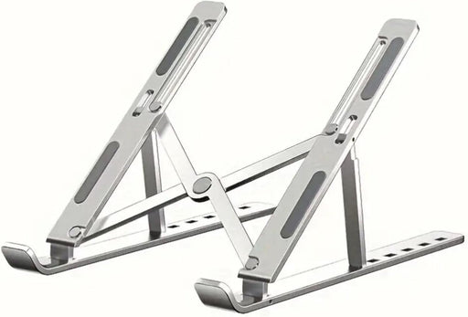 Adjustable Laptop Stand for Desk- Foldable Aluminum Laptop Stand Silver- Lightweight, Portable Laptop RiserDurable Laptop Holder Adjustable Compatible with MacBook, Dell, HP & More- 27x5.5x2.5cm