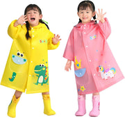 Kids Raincoat, Boys Girls Rain Jacket Hooded Poncho Waterproof Coat Outdoor Sports Cute and Fun Animal Print
