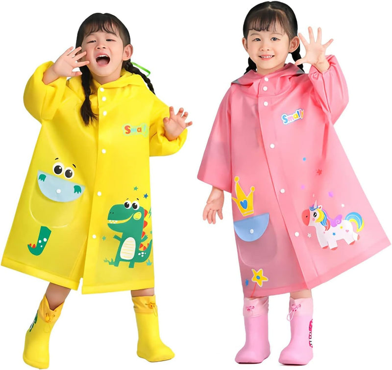 Kids Raincoat, Boys Girls Rain Jacket Hooded Poncho Waterproof Coat Outdoor Sports Cute and Fun Animal Print