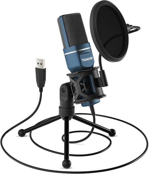 TONOR USB Cardioid Condenser Microphone for PC Microphone with Tripod and Anti-Pop Filter for Voice Recording and Musical, Podcasting, Streaming, Gaming for Windows Laptop - TC777
