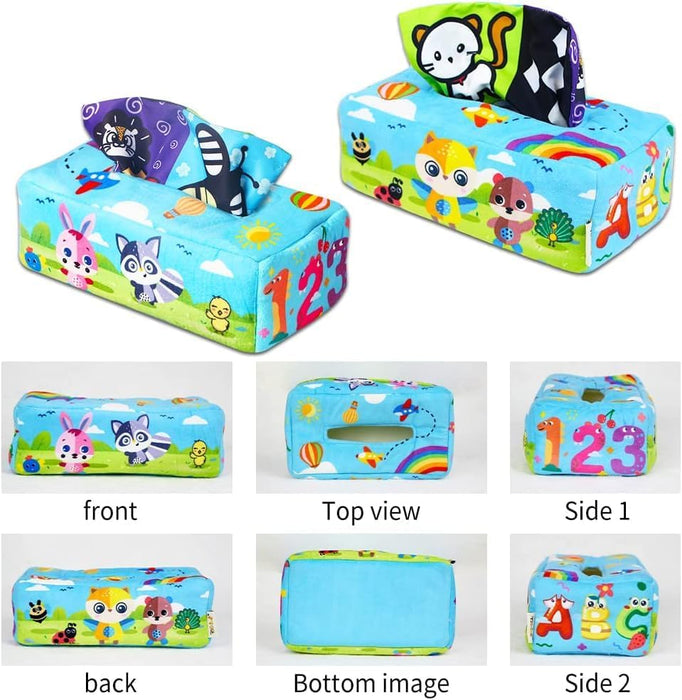NALACAL Tissue Box Toy, Magic Crinkle High Contrast Tissue Box Baby Toys, Boys&Girls Newborn Toys, Stocking Stuffers