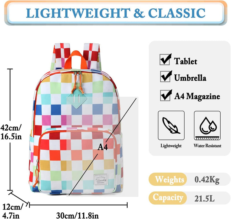 VASCHY Backpack for Women Men, Ultra Lightweight School Bag for Kids Teen Boys Girls, Casual Daypack Work, Travel