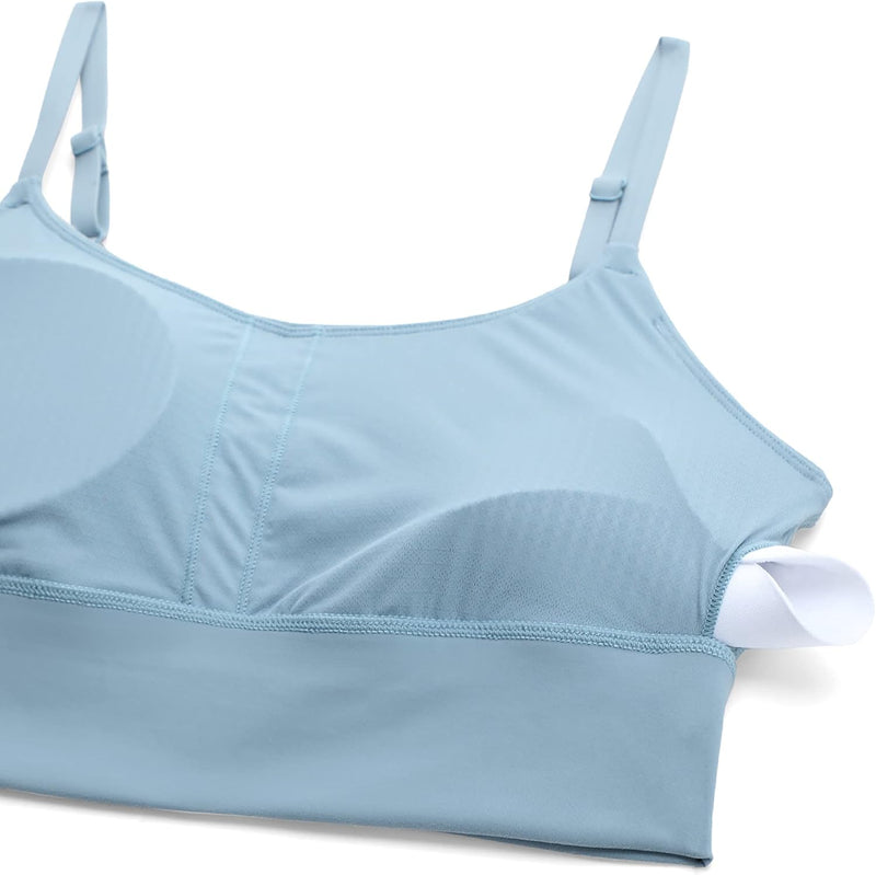 CRZ YOGA Women's V Back Longline Sports Bra with Adjustable Straps Wireless Workout Padded Yoga Bra Cropped Tank Tops