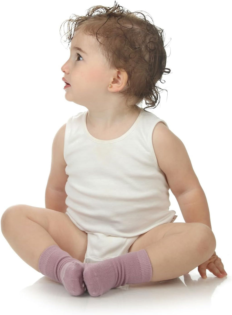 Silky Toes Non-Skid Infant Socks Multi Colored Baby Boy Girl Gift Set (2-3T, White Collection Unisex (6 Pairs))