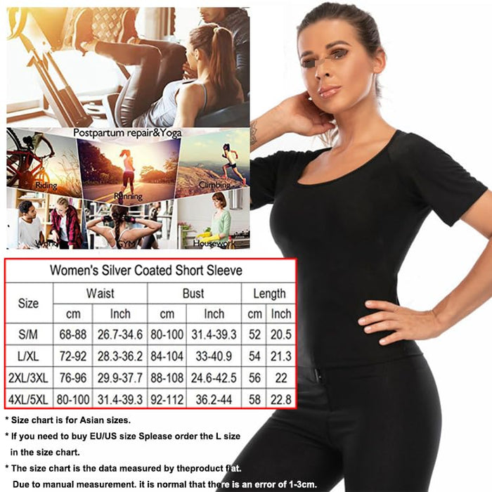 Sauna Vest for Women, Sweat Tank Top, Women's Heat Trapping Sauna Shirt Fitness Shapewear Sauna Suit for Women Short Sleeve