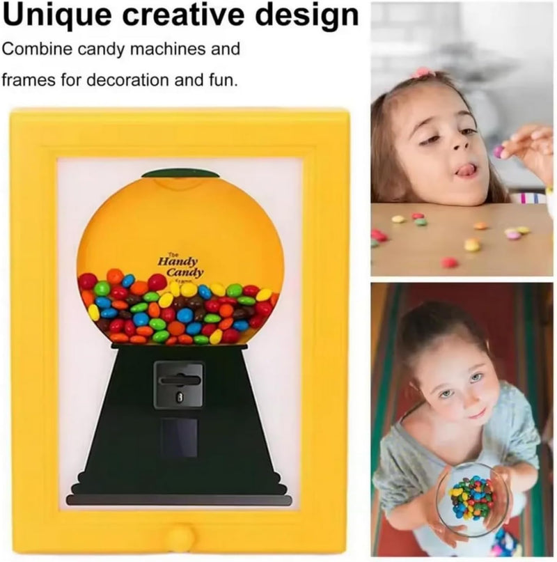 SKEIDO Handy Candy Frame Dispenser Creative Innovative Gumball Machine for Desk Countertop Wall Mount Sweet Display Birthday Holiday Gift for Kids Adults Office Room Fast Distribution